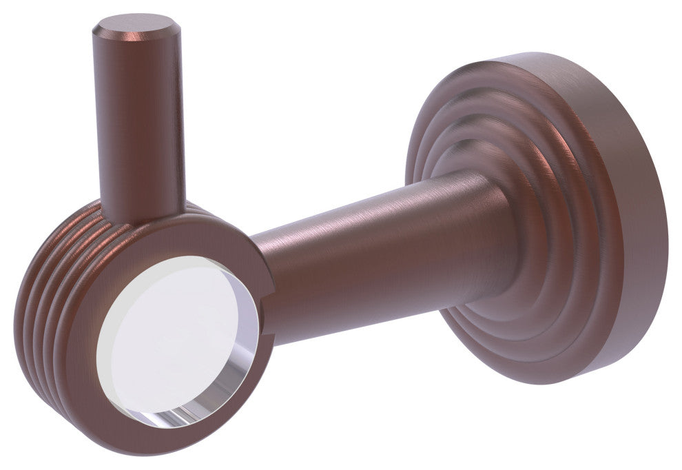 Pacific Beach Robe Hook with Groovy Accents, Antique Copper