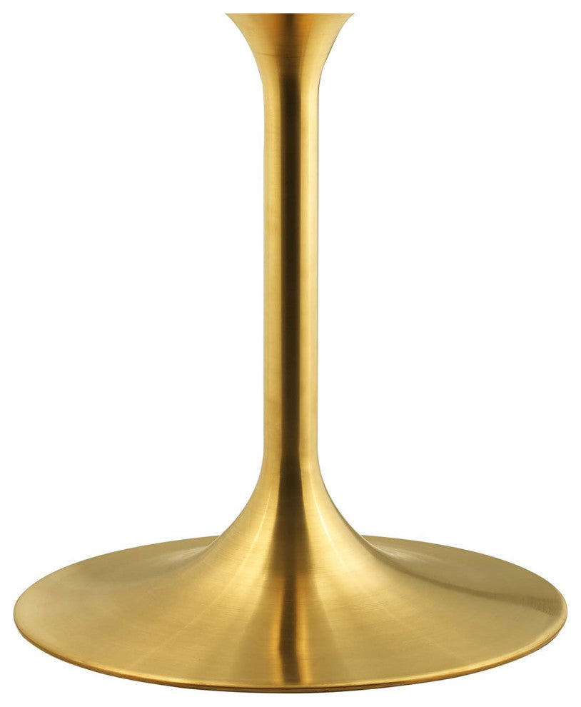 Faux White Marble Tulip Dining Table, Round Kitchen Table, Glam Gold Table, 54"