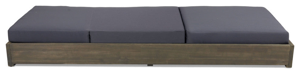 GDF Studio Acacia Wood Chaise Lounge & Foldable Cushion Set, Sandblast Gray/Dark Gray, Set of 2