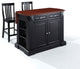 Drop Leaf Breakfast Bar Top Kitchen Island With 24" Black School House Stools