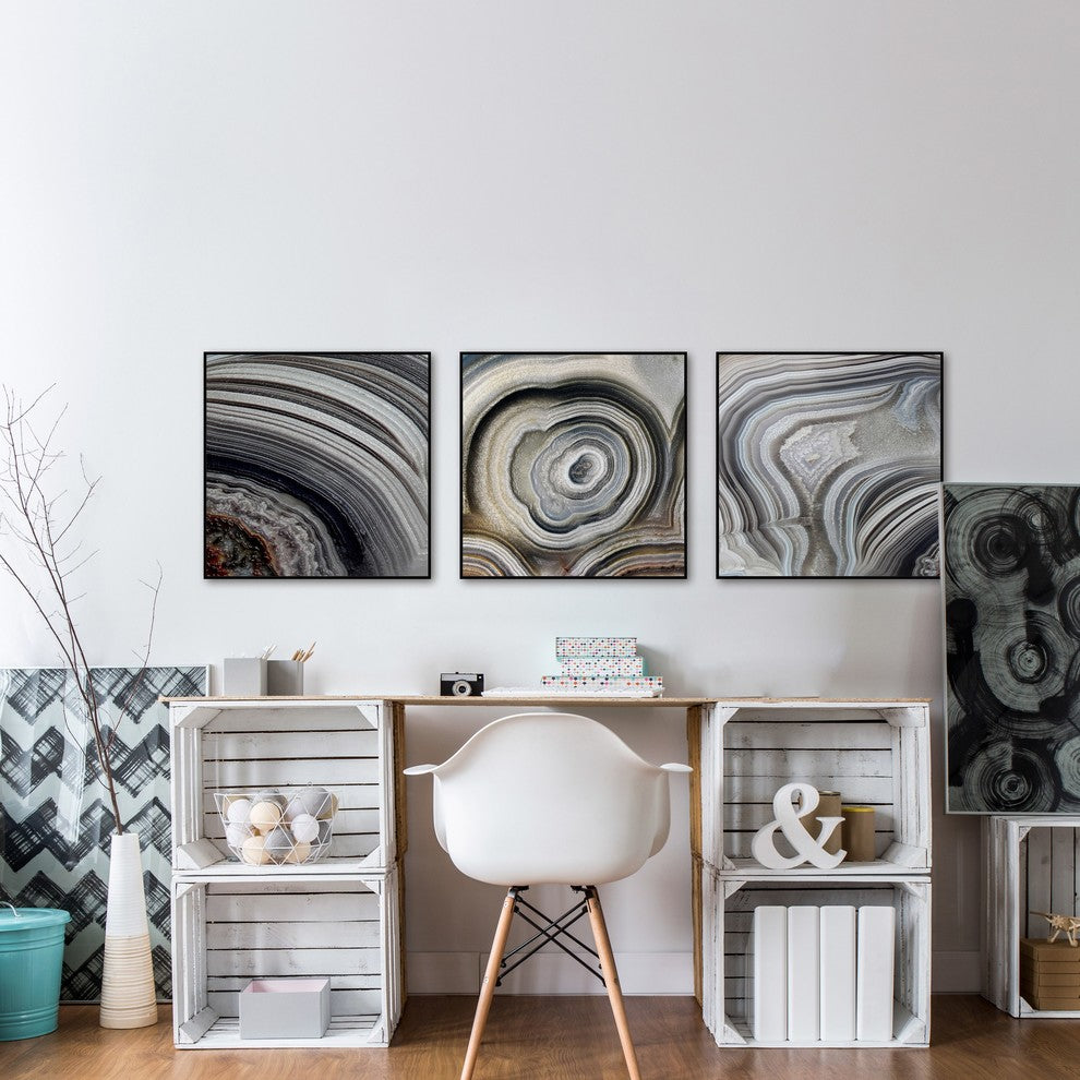 Beige Swirls Triptych, 48x16