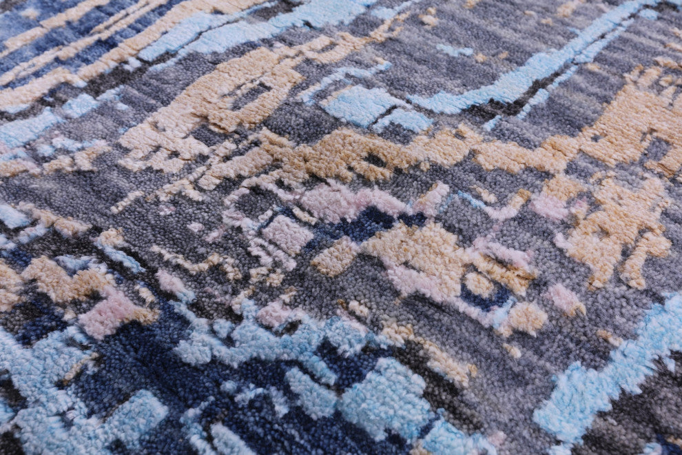 Hand Knotted Wool & Silk Abstract Rug 8' 11" X 12' 1" - Q13507