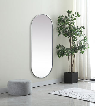 Home Living Metal Frame Oval Mirror 24x60 Inch, Silver
