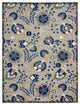 8' X 11' Blue And Gray Floral Indoor Outdoor Area Rug