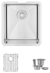 STYLISH 16"L x 18"W Undermount Bar Sink Single Bowl with Grid and Strainer