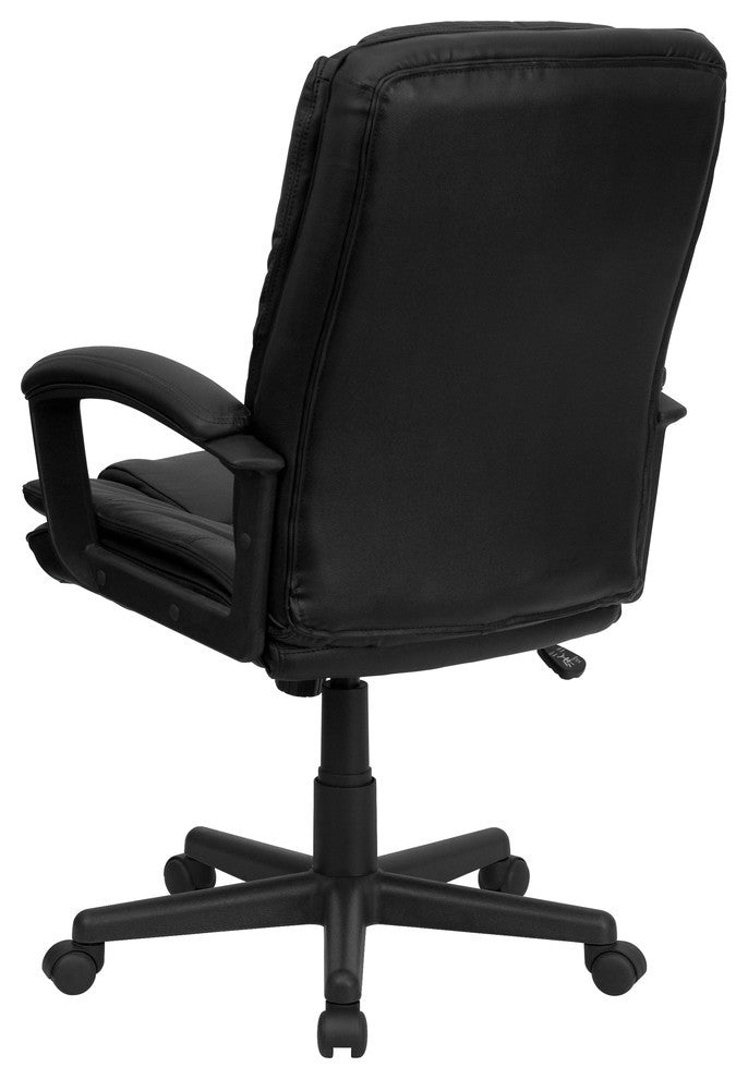 High Back Black Leather Executive Swivel Office Chair with Arms