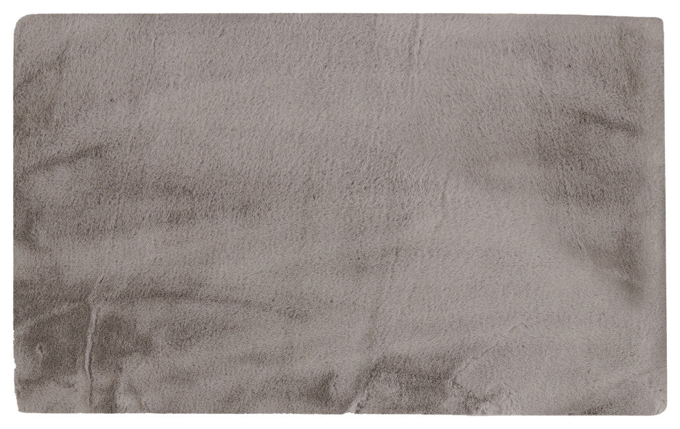 LUXE FAUX RABBIT FUR RECTANGULAR RUG 3' X 5' 25mm PILE, 900 gsm - GREY
