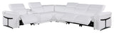 Giovanni 7-Piece 3-Power Reclining Italian Leather Sectional, White