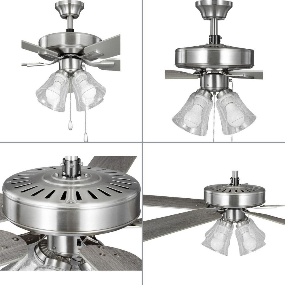 AirPro 52" Brushed Nickel 5-Blade AC Motor Ceiling Fan With Light
