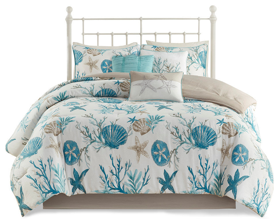 Madison Park Pebble Beach Coastal 7-Piece Cotton Sateen Comforter Set