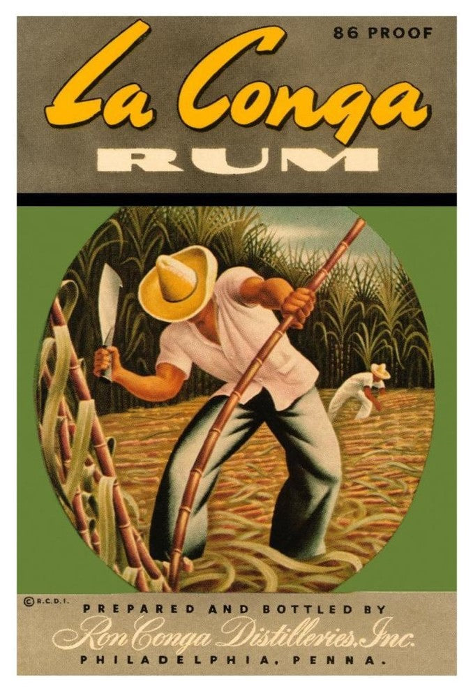 "La Conga Rum" Digital Paper Print by Vintage Booze Labels, 31"x46"