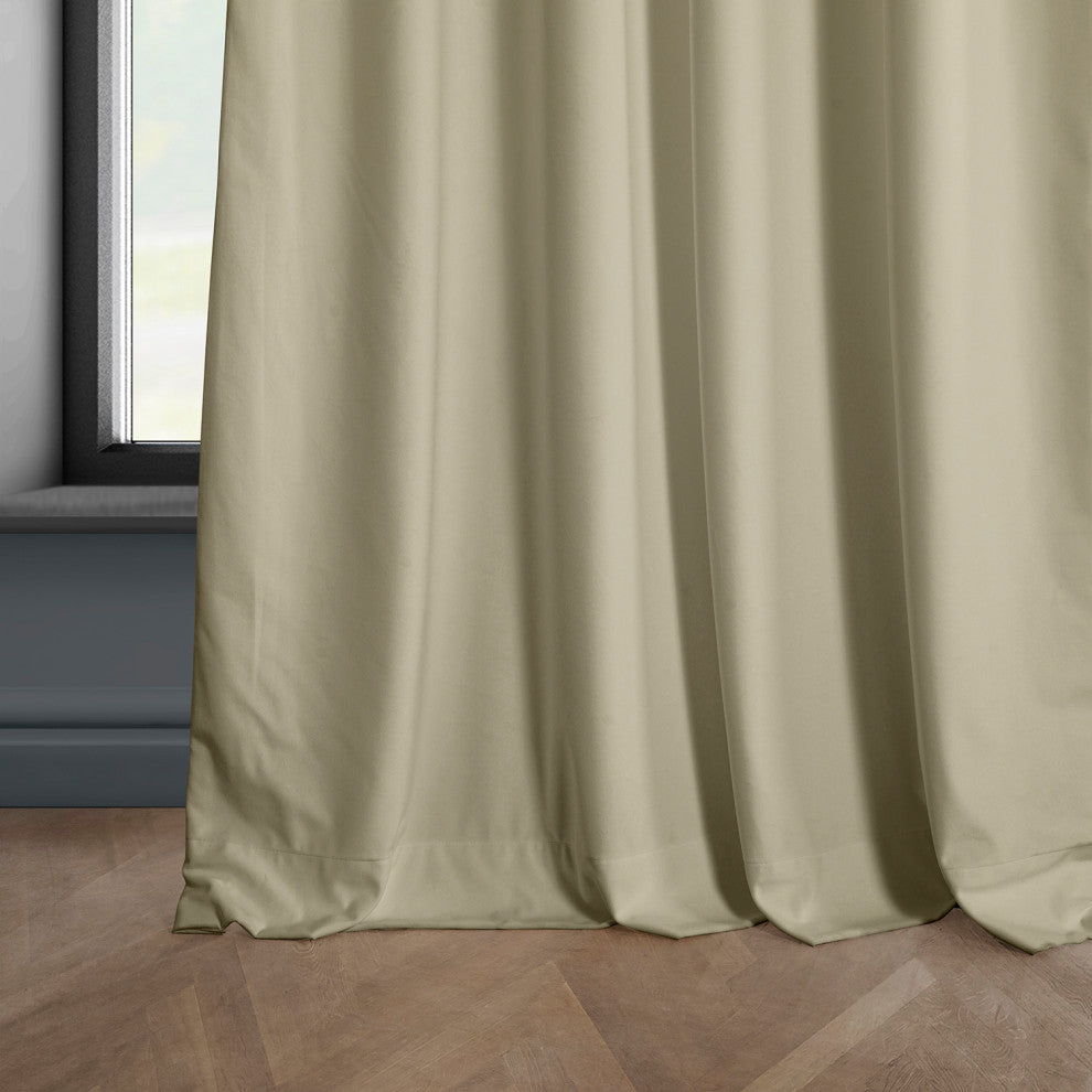 Heritage Plush Velvet Curtain Single Panel, Macchiato Beige, 50"x120"