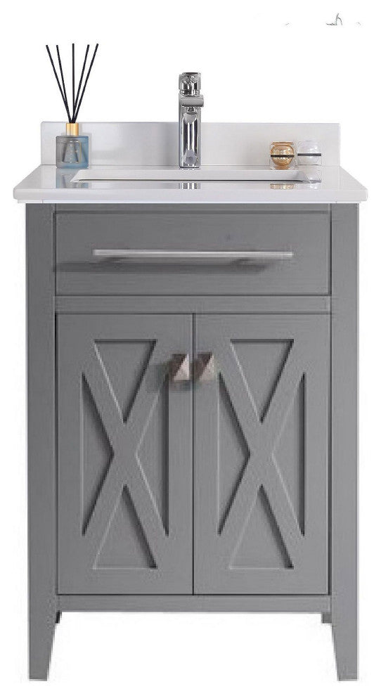 Laviva 313YG319-24G-WQ Wimbledon 24 Inch Grey Vanity w White Quartz Counter