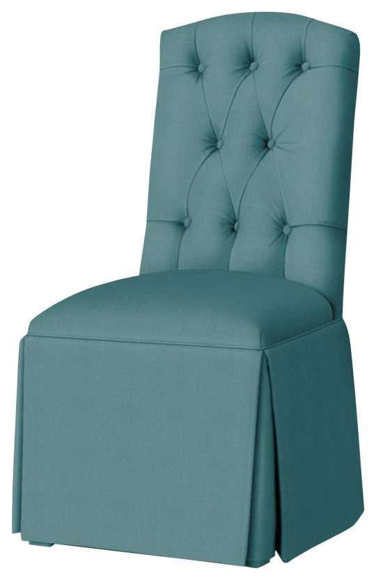 Hampton Tufted-Back Skirted Parsons Chair, Turquoise