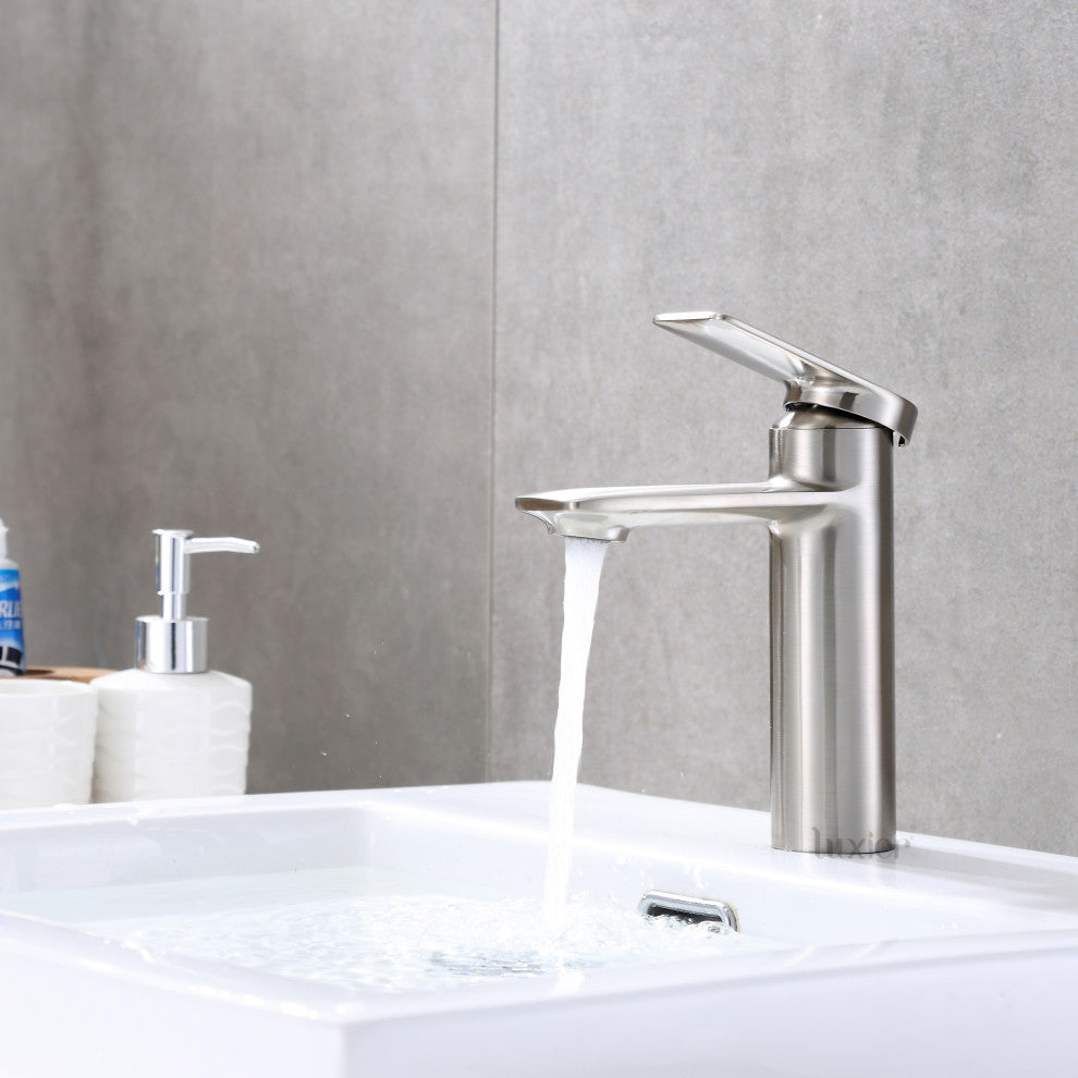 Luxier BSH07-S Single-Handle Bathroom Faucet with Drain, Brushed Nickel