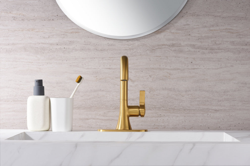 Ultra Faucets UF3800X Single Handle Bathroom Faucet, Brushed Gold