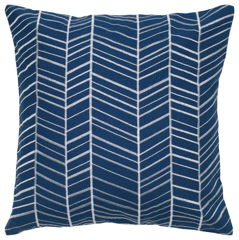 Blue White Irregular Chevron Down Throw Pillow