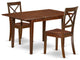 3Pc Rectangle 42/53.5" Dining Table, 12, Leaf And Two Wood Seat Dining Chairs