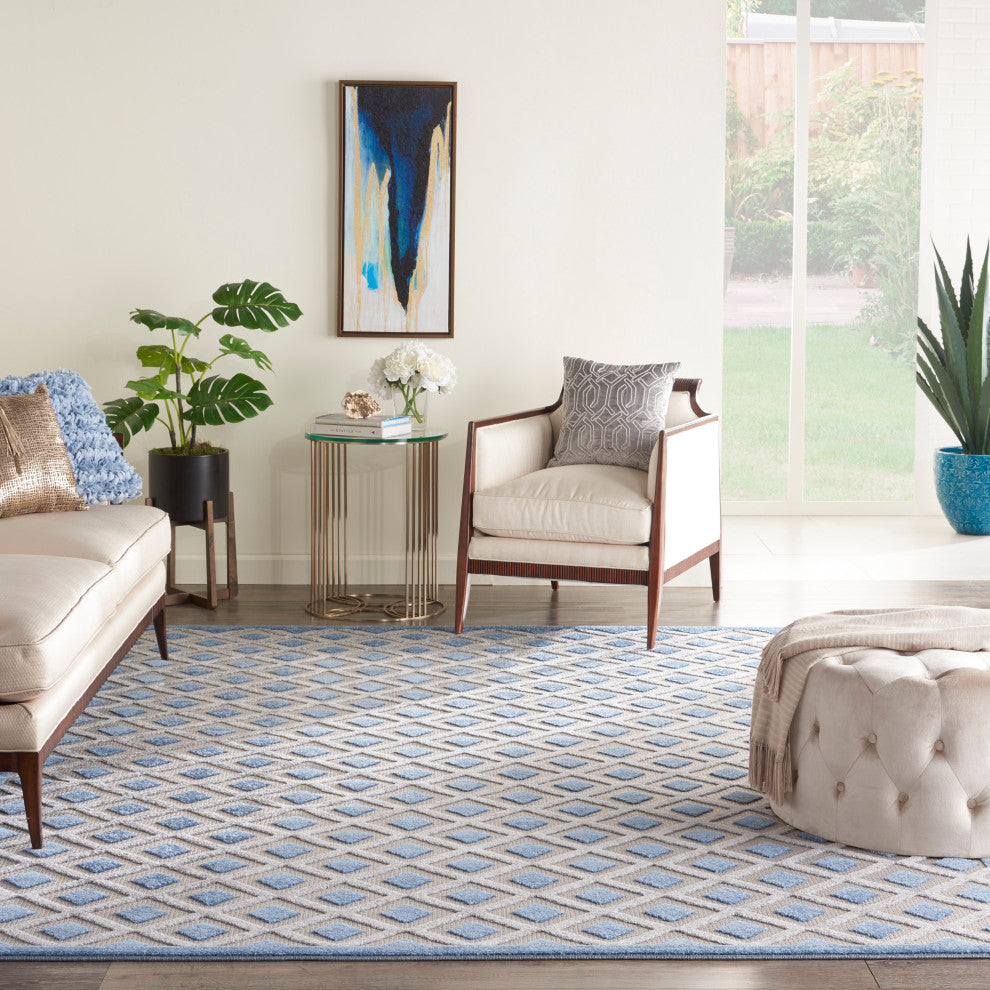 Nourison Aloha 9' x 12' Blue/Grey Modern Area Rug