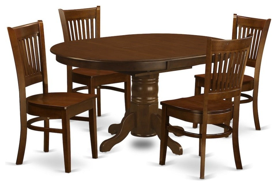 5-Piece Set, Kenley Dining Table With a Leaf and 4 Wood Kitchen Chairs