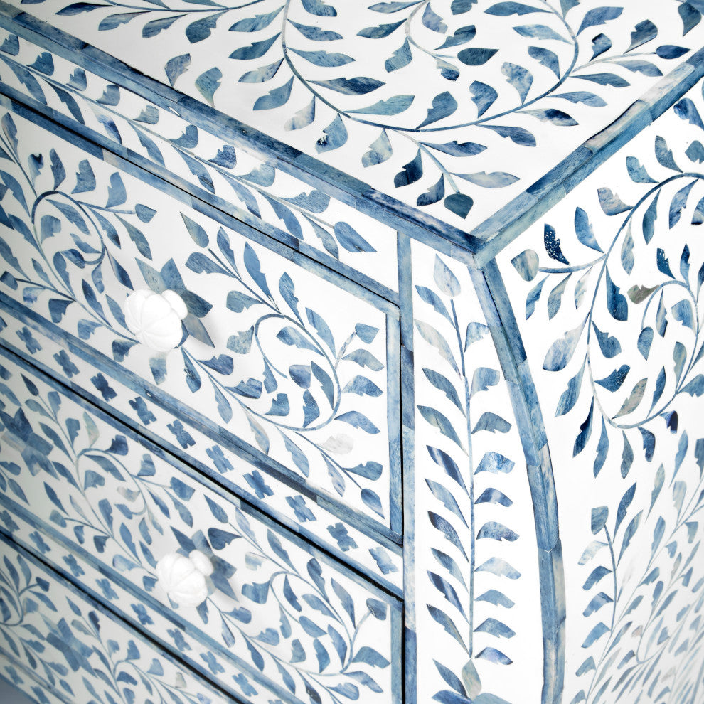 Butler Trubadur Blue and White Bone Inlay 3 Drawer Chest