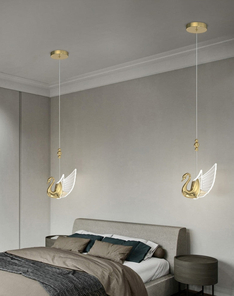 MIRODEMIÂ® Amirat Swan Design Gold Chandelier For Stairwell, L2rg