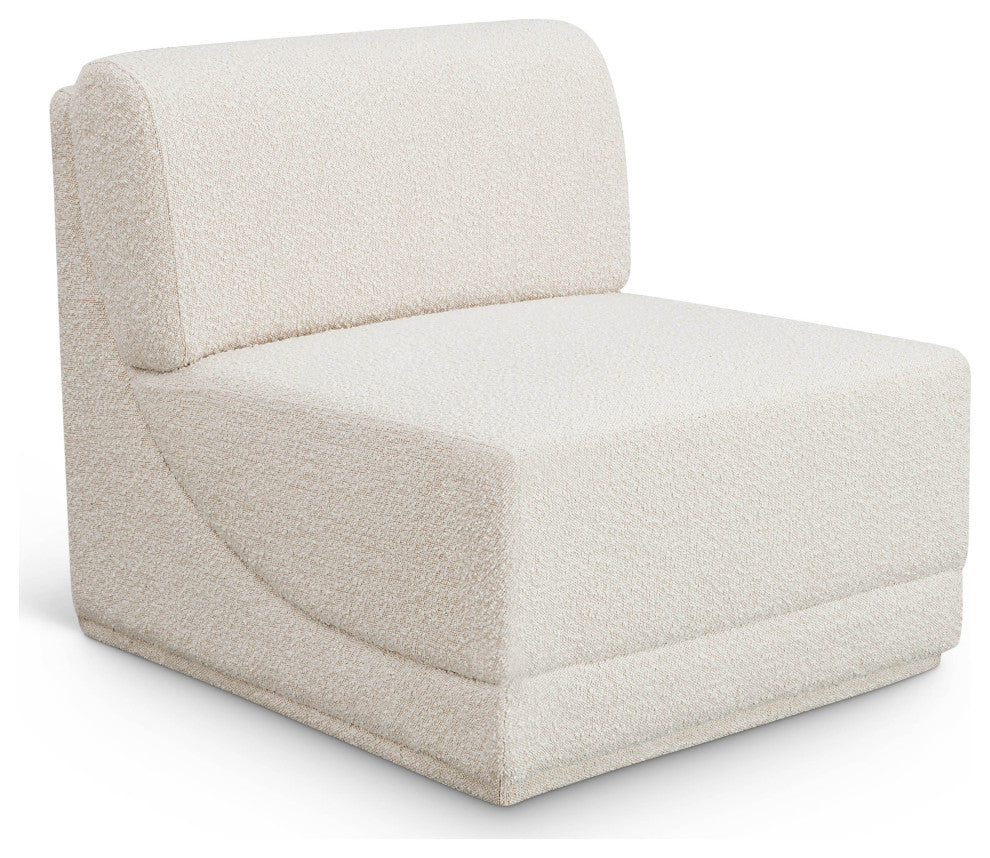 Ollie Black Boucle Fabric Chair, Cream, Armless Chair