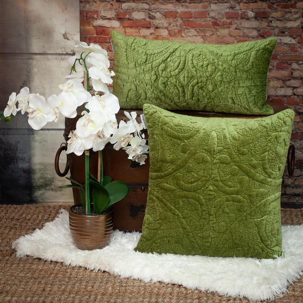 Parkland Collection Cristal Olive Throw Pillow, Square