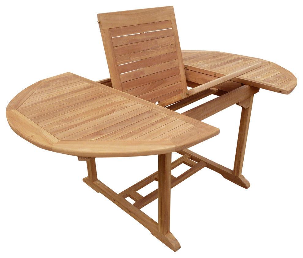 Teak Wood Orleans Round Outdoor Patio Extension Dining Table