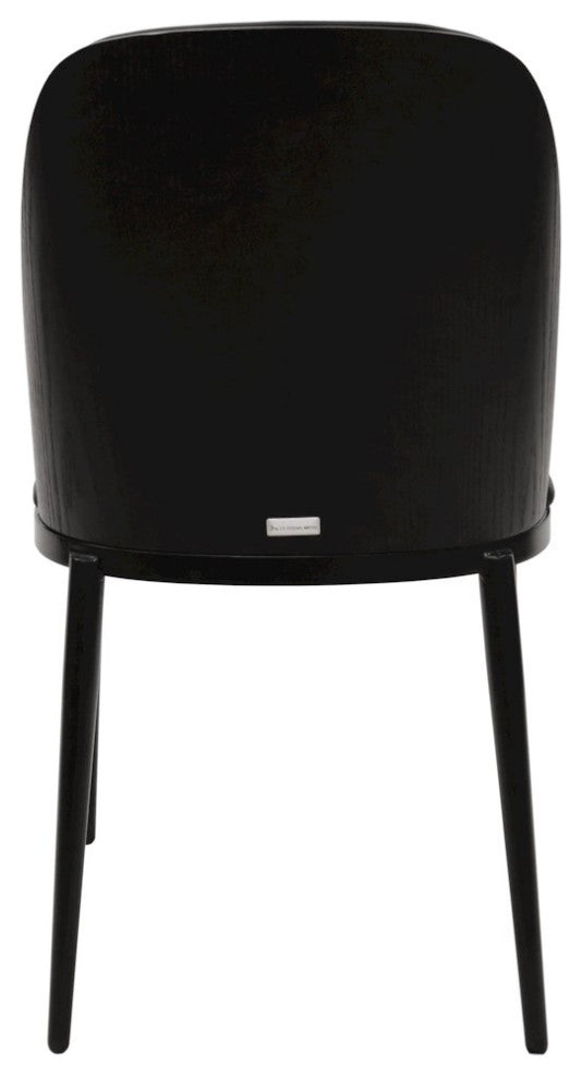 Tule Collection Dining Chair, Black Frame With Black Leather