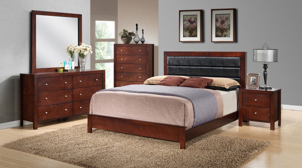 Burlington Upholstered King Panel Bed, Cherry