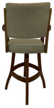 Swivel Counter Wood Bar Stool Casa on S-Base, Basin Beige - Dark Brown, 26"