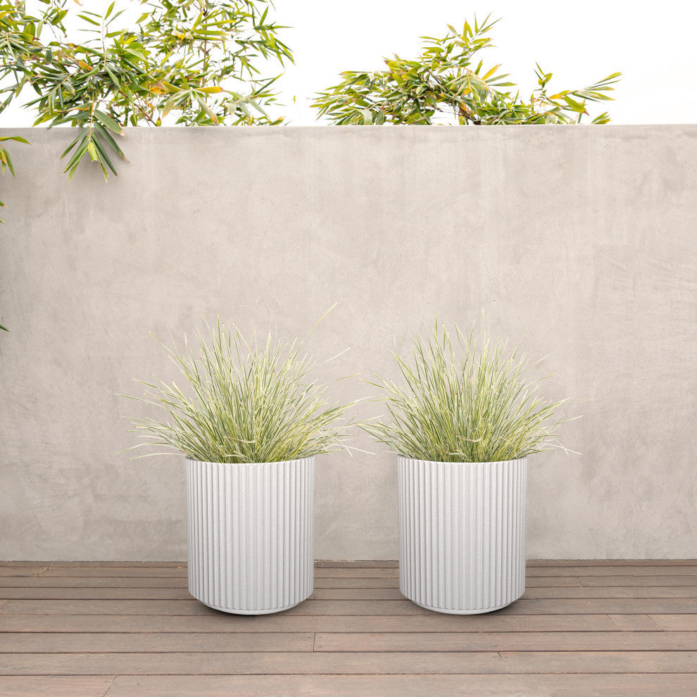 Veradek Demi Series Planter, White, 16", 2 Pack