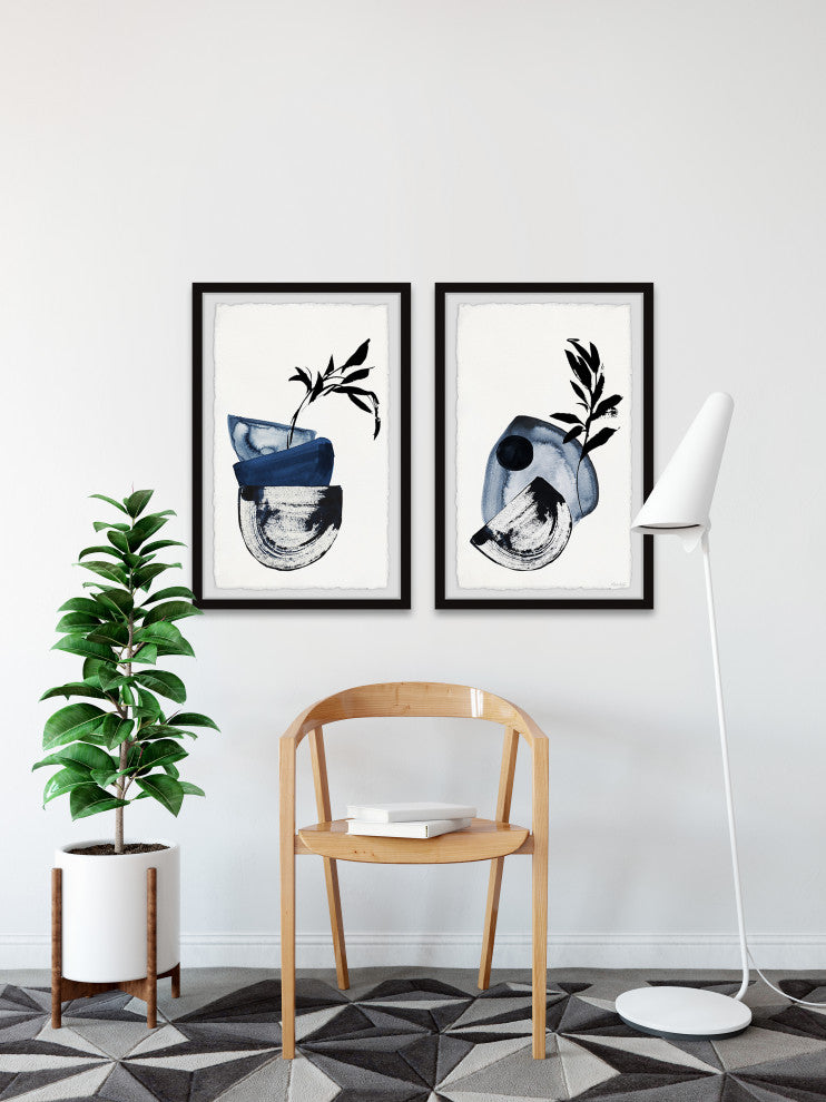 Blue Vase Centerpiece Diptych, 2-Piece Set, 8x12 Panels