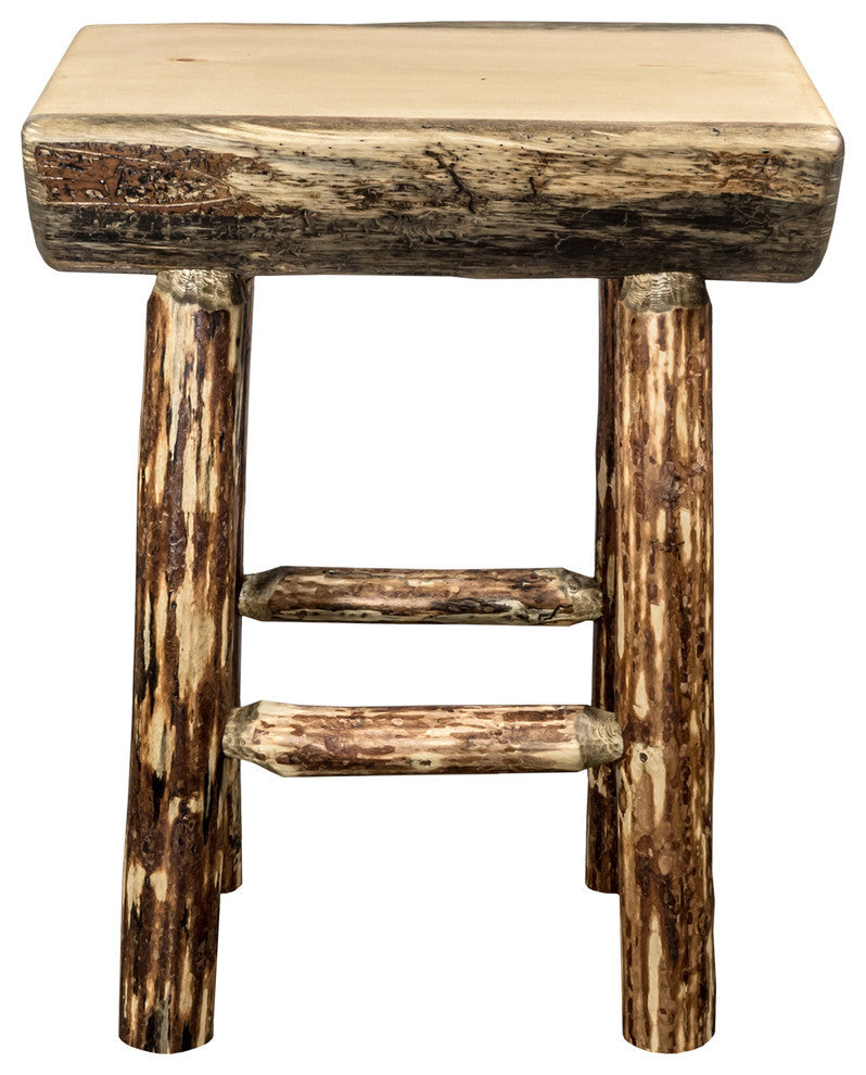 Glacier Country Counter Height Half Log Bar Stool With Exterior Stain