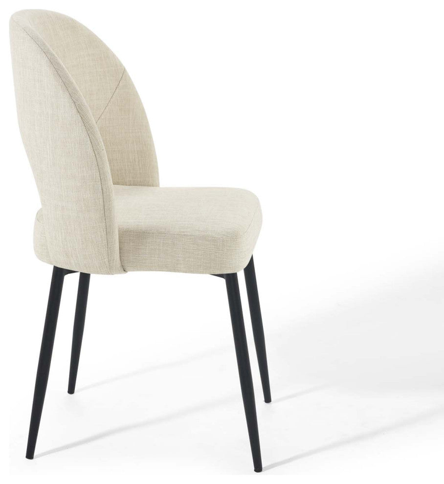 Rouse Dining Side Chair Upholstered Fabric Set of 2-Black Beige