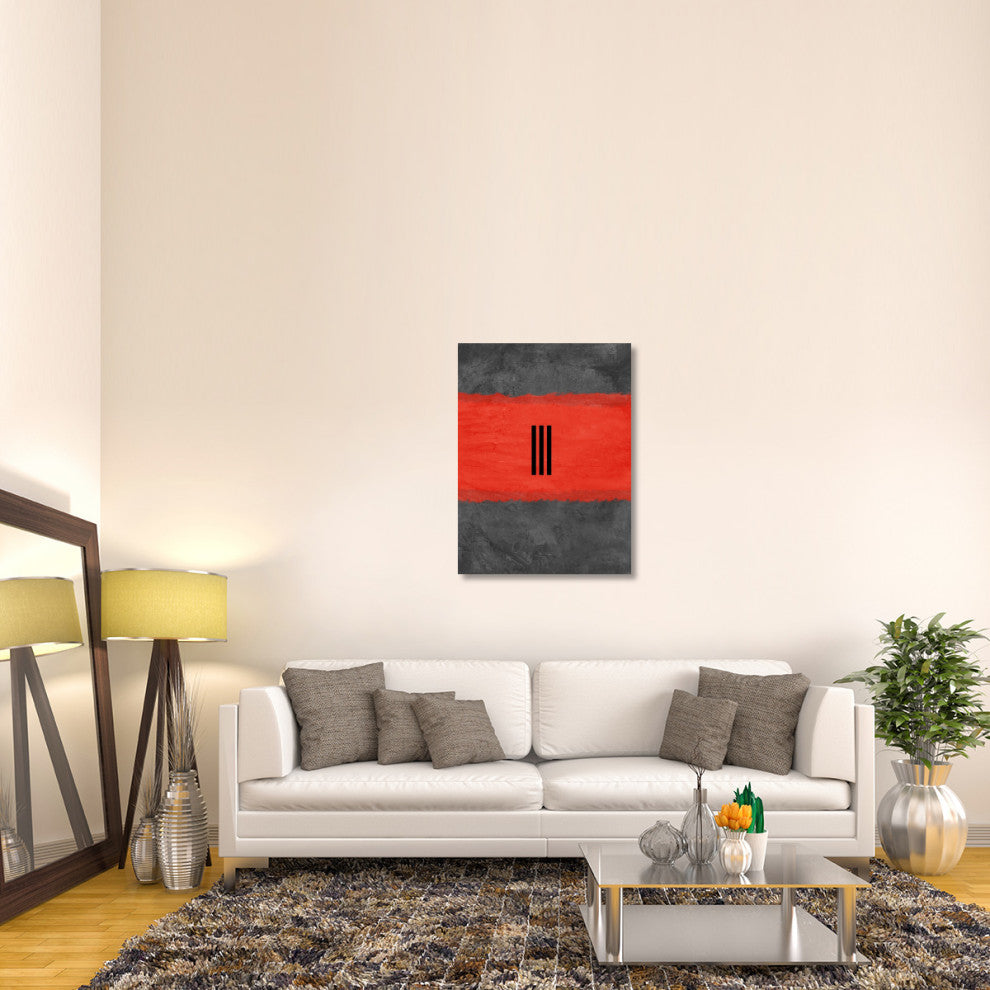 "Grey And Red Abstract 1" Fine Art Print