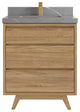 Madison  Teak 30 Single Sink Bath Vanity Golden Teak 2" Piatra Gray Quartz