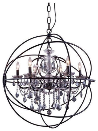 Elegant Lighting Geneva 32" 6 Light Royal Crystal Pendant Lamp