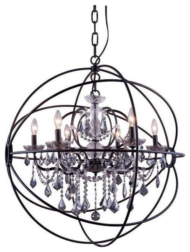 Elegant Lighting Geneva 32" 6 Light Royal Crystal Pendant Lamp