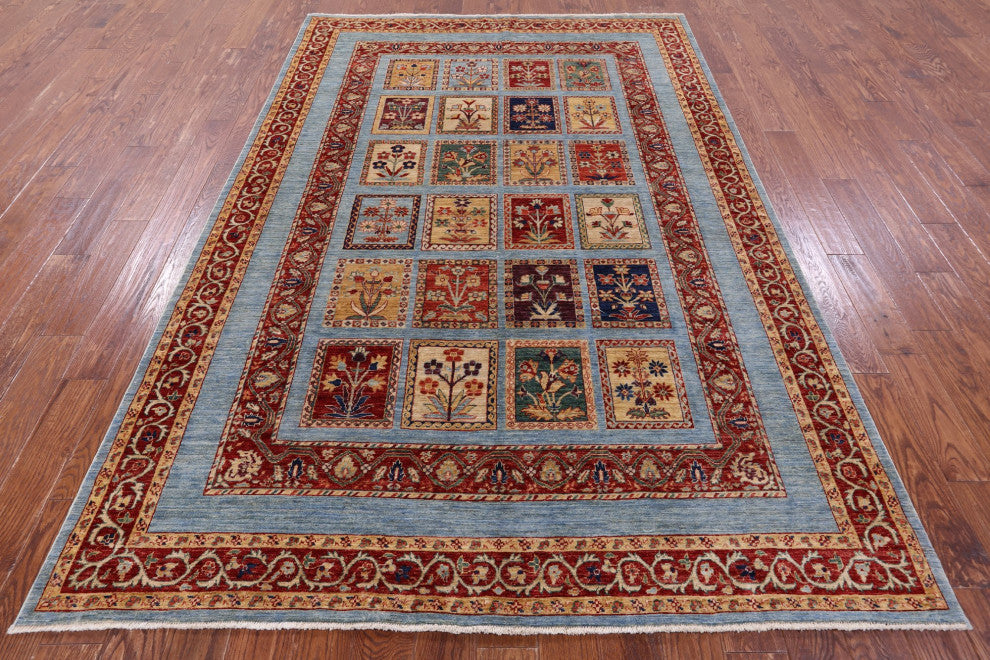 6' 6" X 9' 8" Persian Garden Design Handmade Rug Q10655
