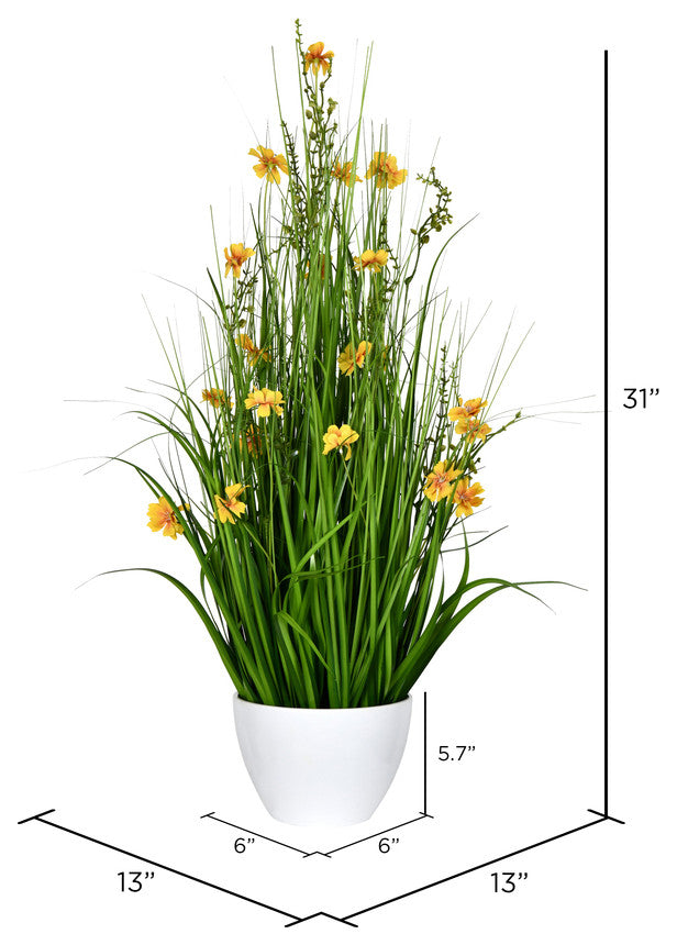31" Yellow Potted Cosmos Grass