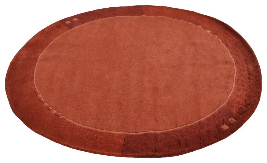 Hand Knotted Tibbati Wool Area Rug Contemporary Orange