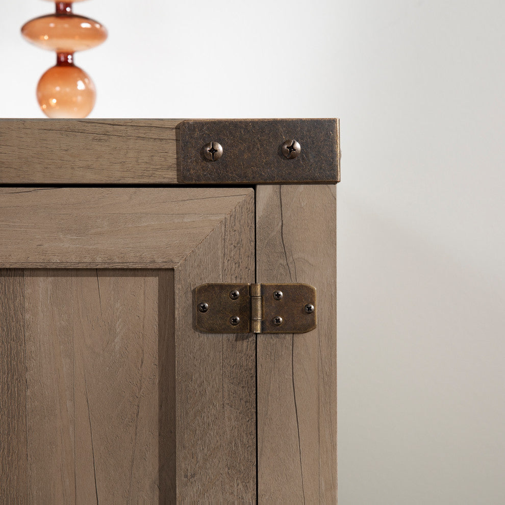70" Farmhouse TV Stand with Barn Doors, Gray Wash