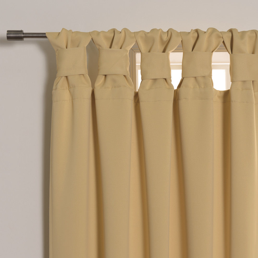 BANDTAB -Thermal Insulated Blackout Knotted Tab Curtain Set, Sunlight, 52" W X 9