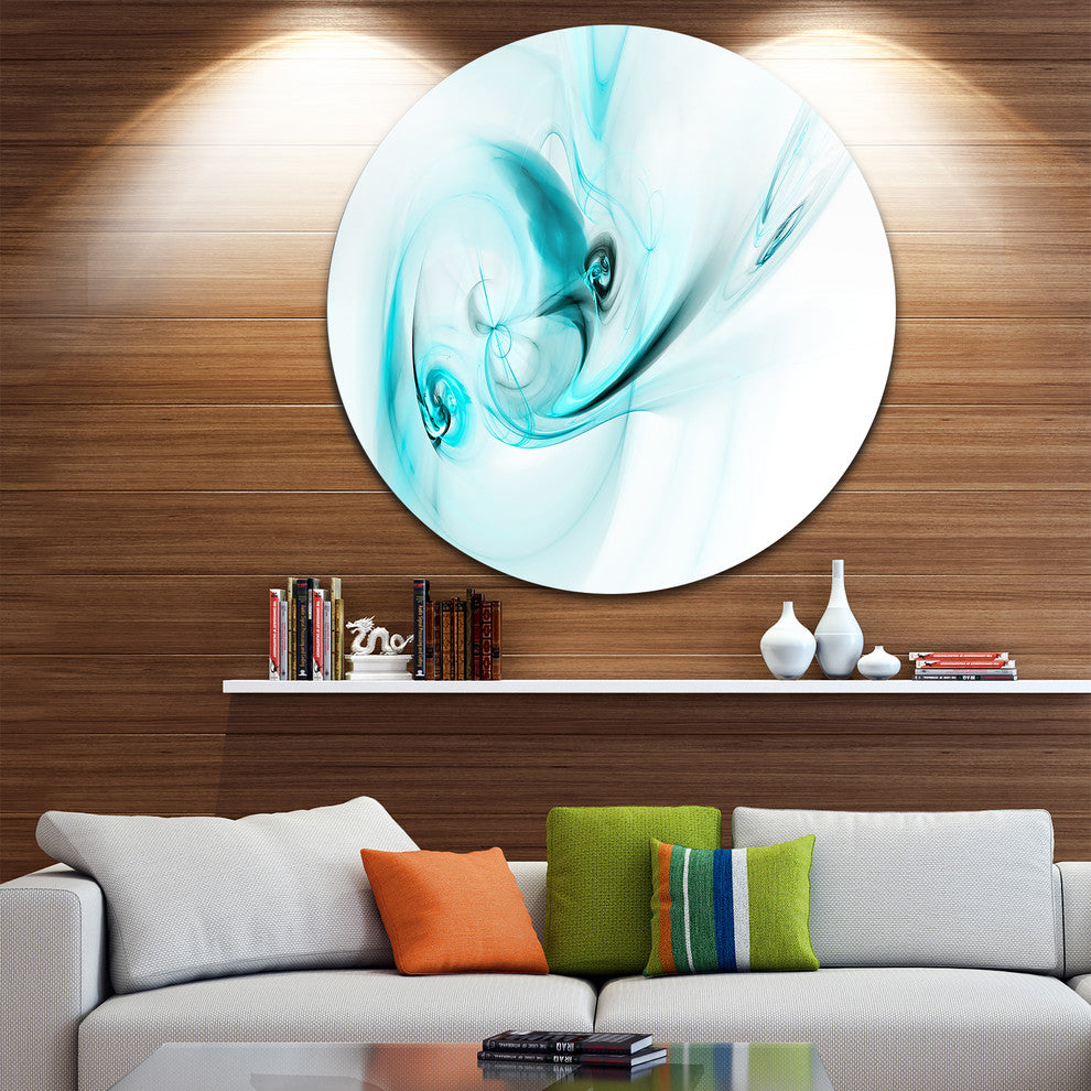 Colored Smoke Light Blue, Abstract Digital Art Disc Metal Wall Art, 23"