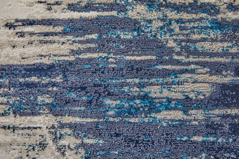 Weave & Wander Armada Contrasting Beige/Blue Rug, 5'x8'