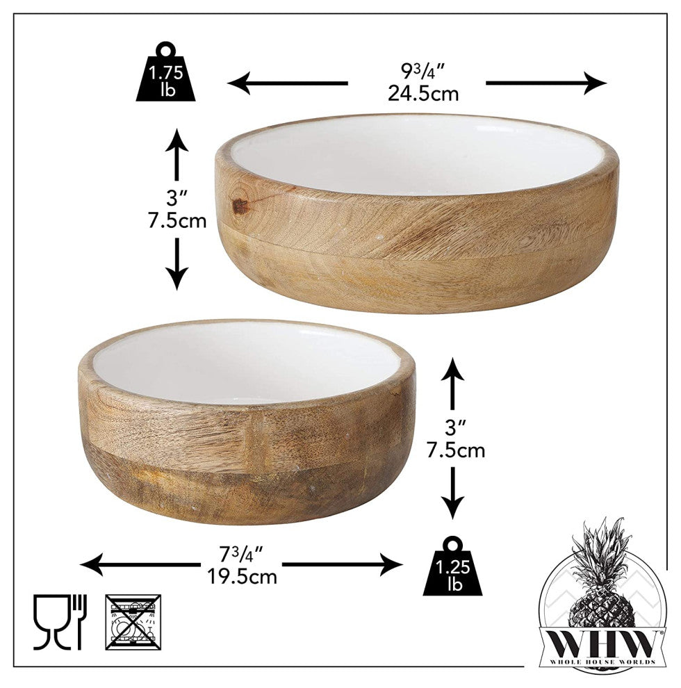 2 Piece Mango Wood and Lacquer Bowl Set