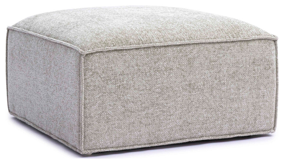 Mindy Chenille Basketweave Ottoman, Taupe