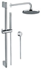 Chrome Shower System With Hand Shower, Sliding Rail, Showerhead, and Water Conne